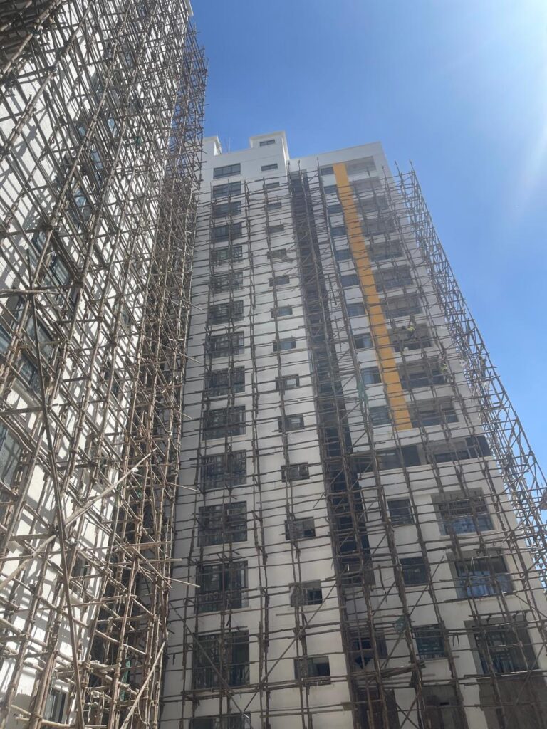 Interior and exterior apartment painting project at height in Kilimani, Nairobi